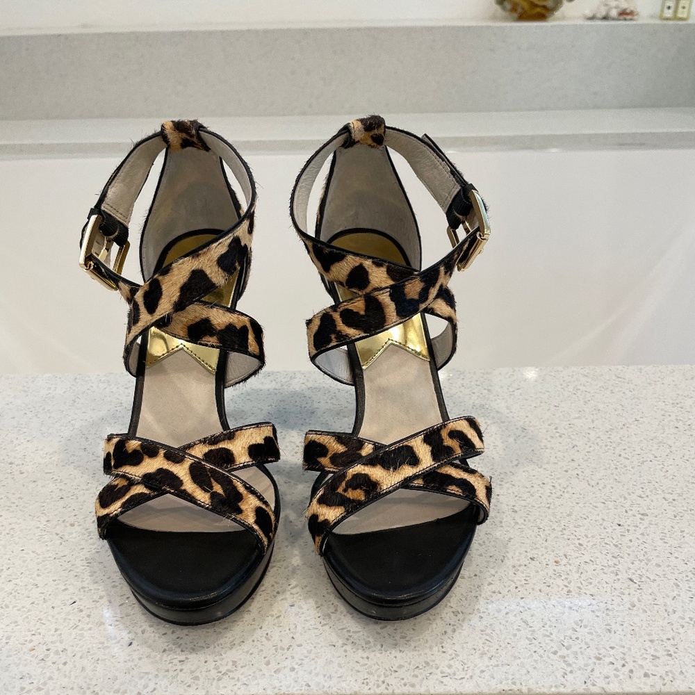 Michael Kors Leopard Print Platform Stiletto Sandals Size 6.5
